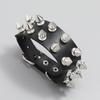 European and American Punk Style 2 Row Spiked Leather Bracelet Personality Trend Rock Men's Bracelet Bracelet