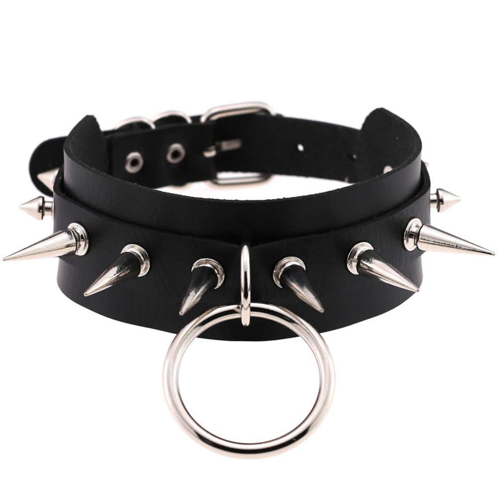 Black Spike Choker Goth Punk Harajuku Collar Belt Necklace Pu Leather Chocker Cosplay Club Party Festival Jewelry