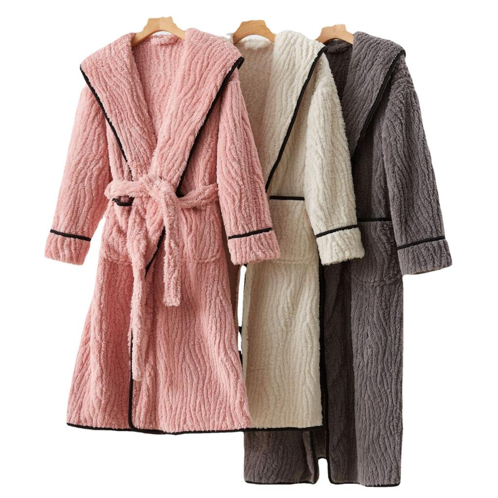 Зимние фланелевые банные халаты для пар с длинными рукавами для мужчин и женщин, домашняя одежда, теплые утолщенные халаты-кимоно большого размера, толстовки, одеяла