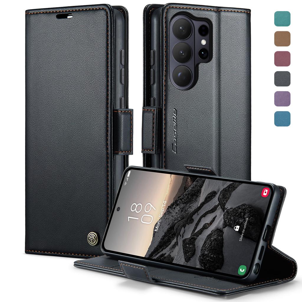Case for Samsung S26 S24 S24 S23 Ultra FE Plus A17 A16 Leather Kickstand Card Holder Pocket Stand Flip Magnetic Flip Full Cover