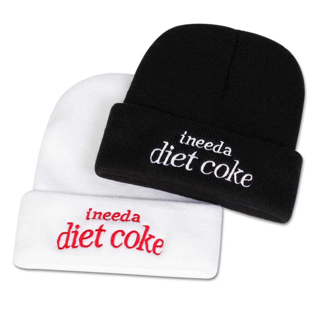 Letter INEEDA DIET COKE Embroidered Knitted Hat Men and Women Outdoor Windproof Cap Cotton Hip-Hop Hats Autumn and Winter Caps