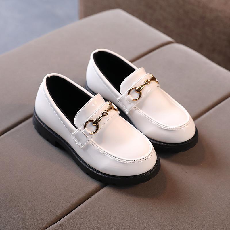 Korean Style 2023 Black Leather Shoes for Kids: Autumn Soft Sole Boys' and Girls' School Performance Footwear