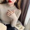 Autumn and Winter Women's Bottoming Shirt Inside The Fashionable Wooden Ear Edge Half High Neck Soft Sweater Knitted Tops