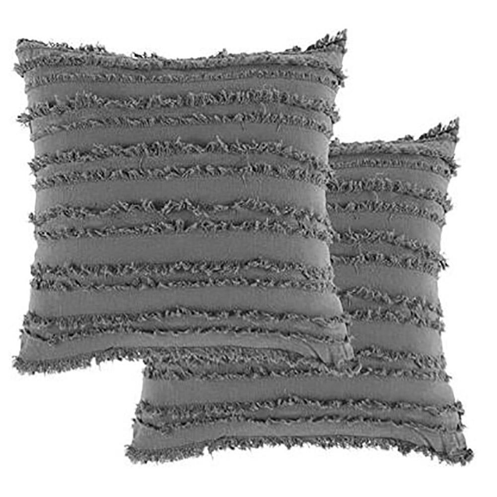 Square Throw Pillow Cover Cotton Linen Tassels Pillow Cover for Living Room Sofa Decor