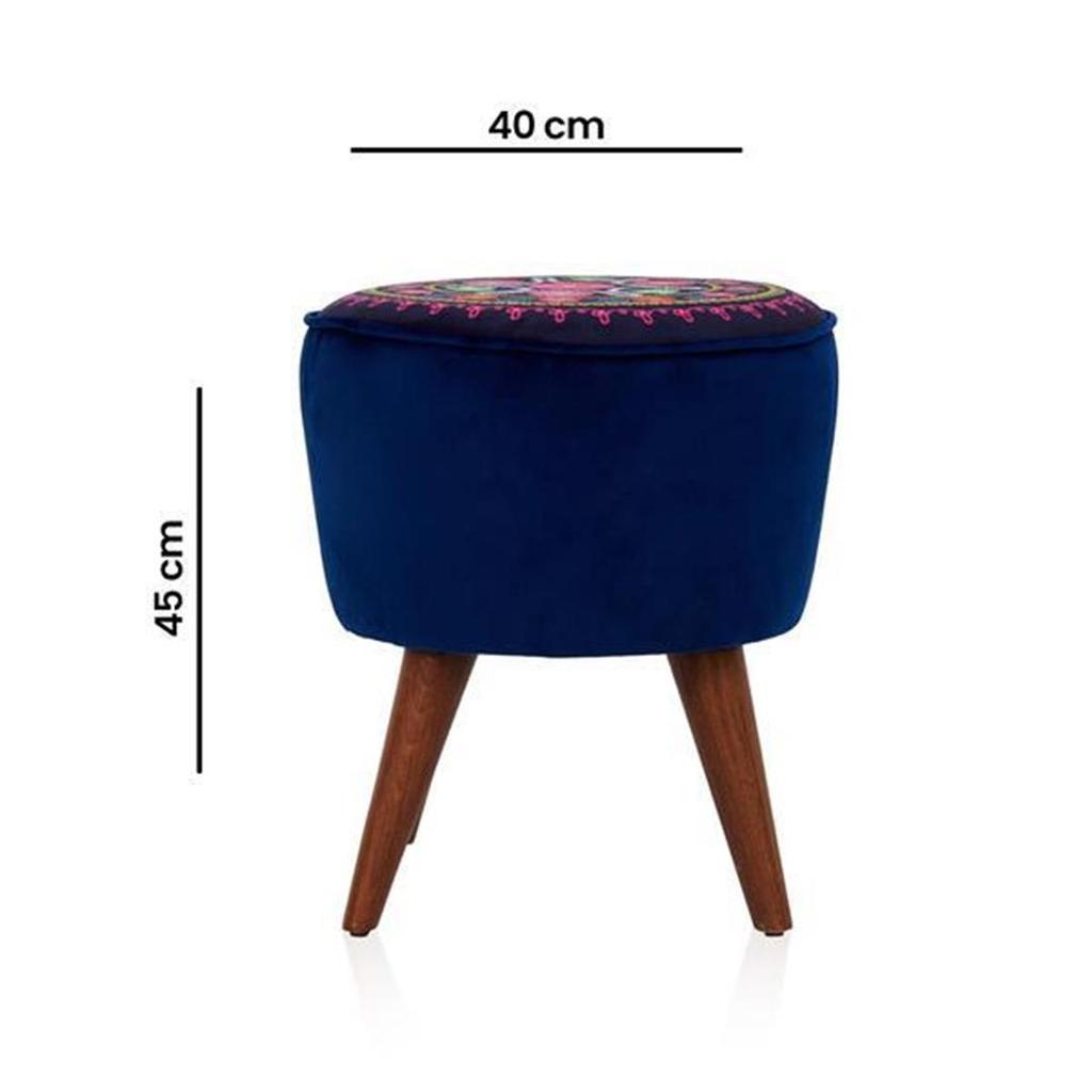 Just Home Ретро Круглый Этнический Пуф Разноцветный