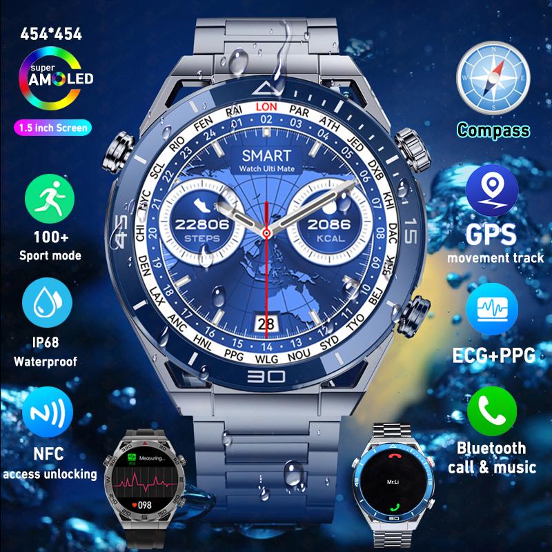 Ecg+ppg умные часы GPS спортивный трек 1,5 дюйма 454*454 экран Nfc Bluetooth вызов умные часы мужские для Huawei Watches Ultimate