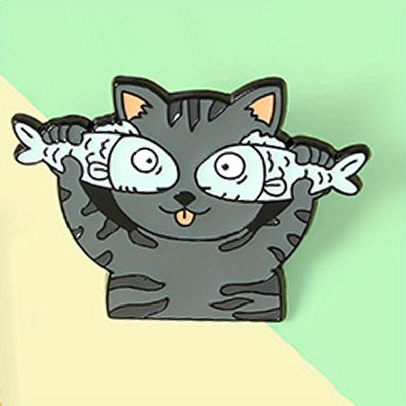 В глазах кошки только рыба Смешная брошь милая кошка пуговица значок для воротника