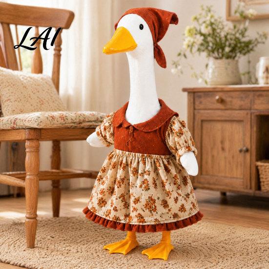 Porch Goose Costumes Thanksgiving Outfit Autumn Dress with Head Scarf Seasonal Outfit for 23 Inch Statue Outdoor Garden Yard Decor Lawn Clothes