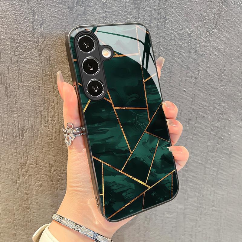 Стеклянный чехол для телефона с узором под зеленый мрамор для Samsung для galaxy S26 S25 S24 S23 S22 S21 S20 FE Ultra Plus 5G противоударная задняя крышка