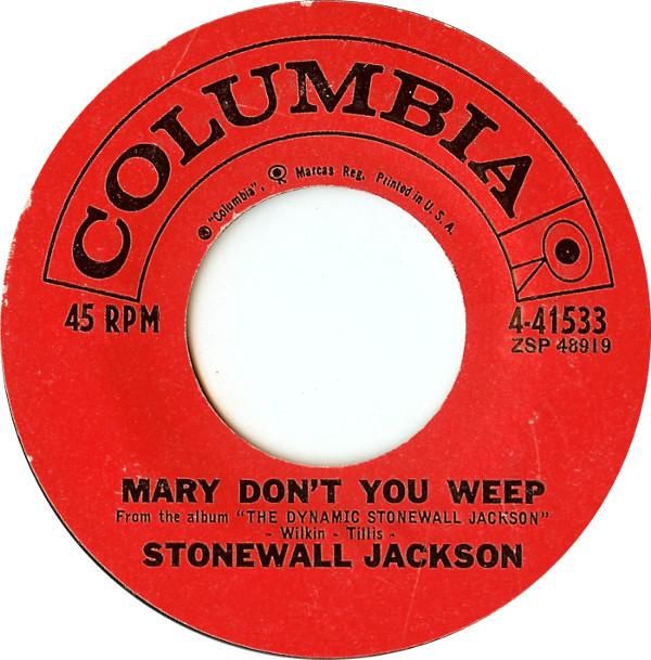 7-дюймовая пластинка STONEWALL JACKSON Mary Dont You Weep 441533 Columbia 1959 США Кантри/Фолк Б/у