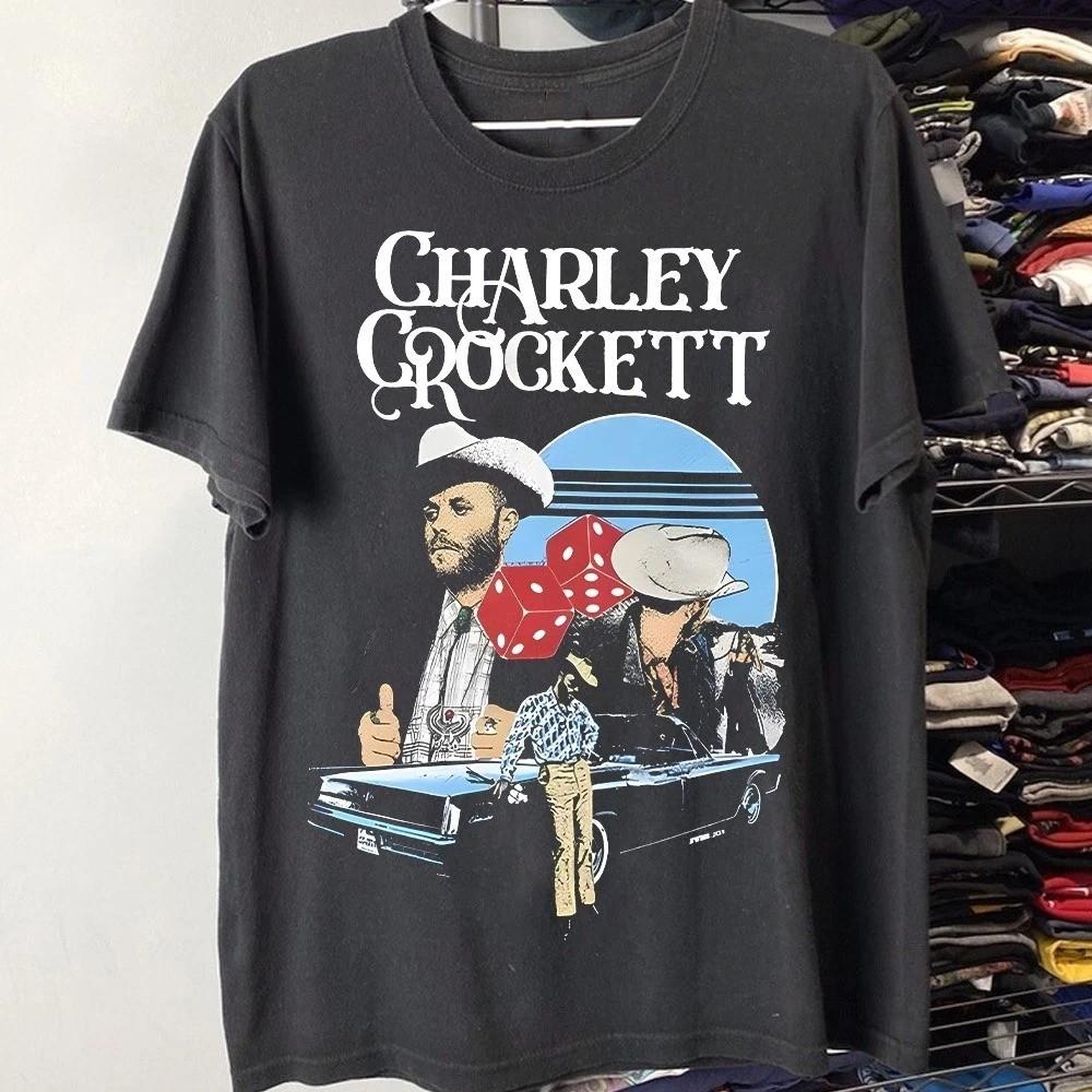 Винтажная черная футболка Charley Crockett Artist On Tour, все размеры, TU399, унисекс
