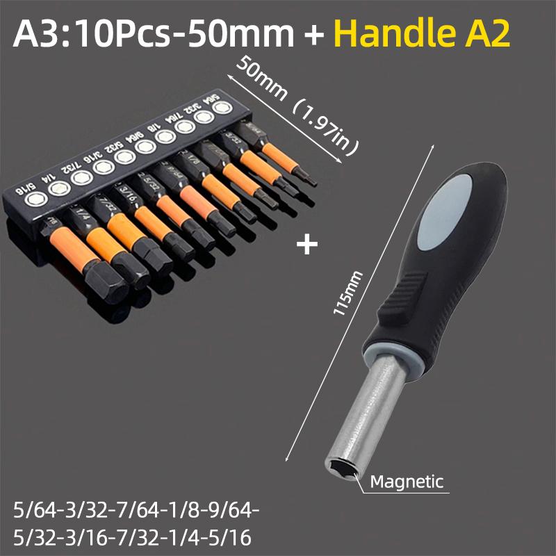 Набор отверточных бит с шестигранной головкой 50/100 мм, метрический, дюймовый, магнитный, S2, 1/4" шестигранный, Аллен, сверла, трещоточная рукоятка, ручные инструменты