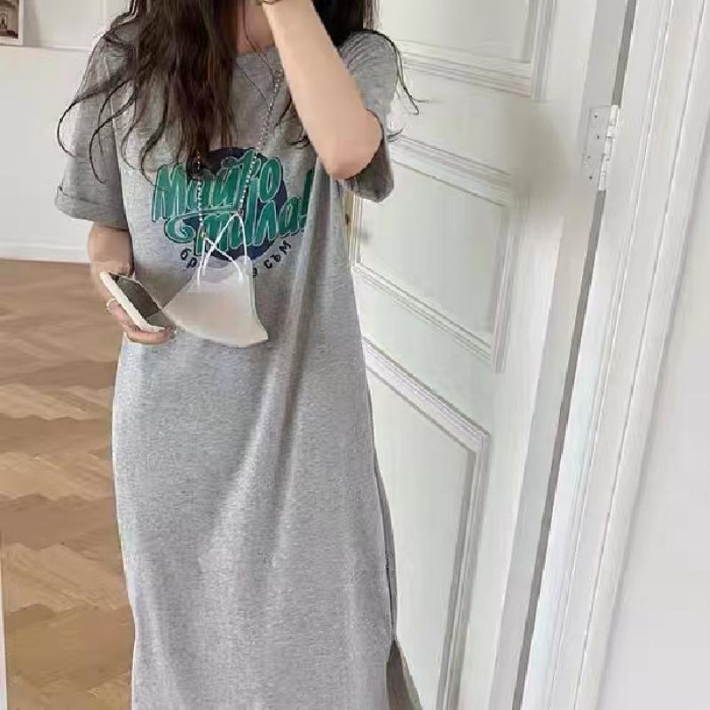 YYFS Женская мода лето весна 1/2 рукава О-образный вырез свободная талия повседневные платья