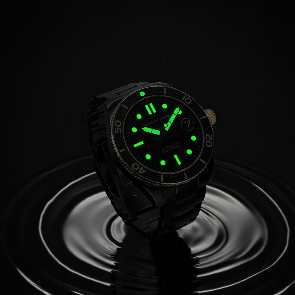 Коллекция Croft Mid Black and Gold 15 ATM Водонепроницаемые Сапфировое Стекло Черный [SPINNAKER] Часы, Автоматические, Ударопрочные, Стекло, Циферблат, SP-5100-33, Мужские [Оригинал]