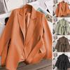 Women Suit Coat Lapel Long Sleeve Lace-Up Solid Color Suit Jacket with Pockets
