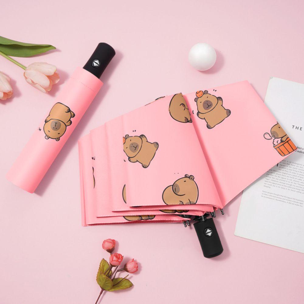 Black Glue Parasol Cute Three-fold Umbrella New Capybara Umbrella
