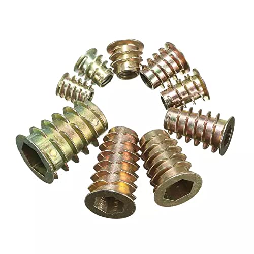 Rpi shop - D-гайка M5 X 10 мм, Врезная гайка для дерева, Оцинкованная, Головка под шестигранник, Мебельная гайка, Мебельная гайка Соединительный винт для шкафа, Метрическая Шест
