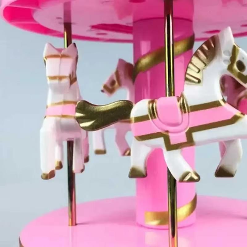 Роскошная музыкальная шкатулка с 4 вращающимися лошадками, романтическая карусель, игрушка, подарочная коробка ручной работы