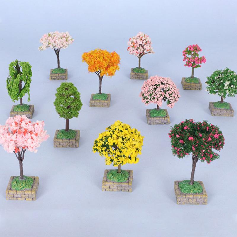 Кукольный домик Мини Искусственное дерево Ива Клен Вишня Модель Украшения Садовые украшения