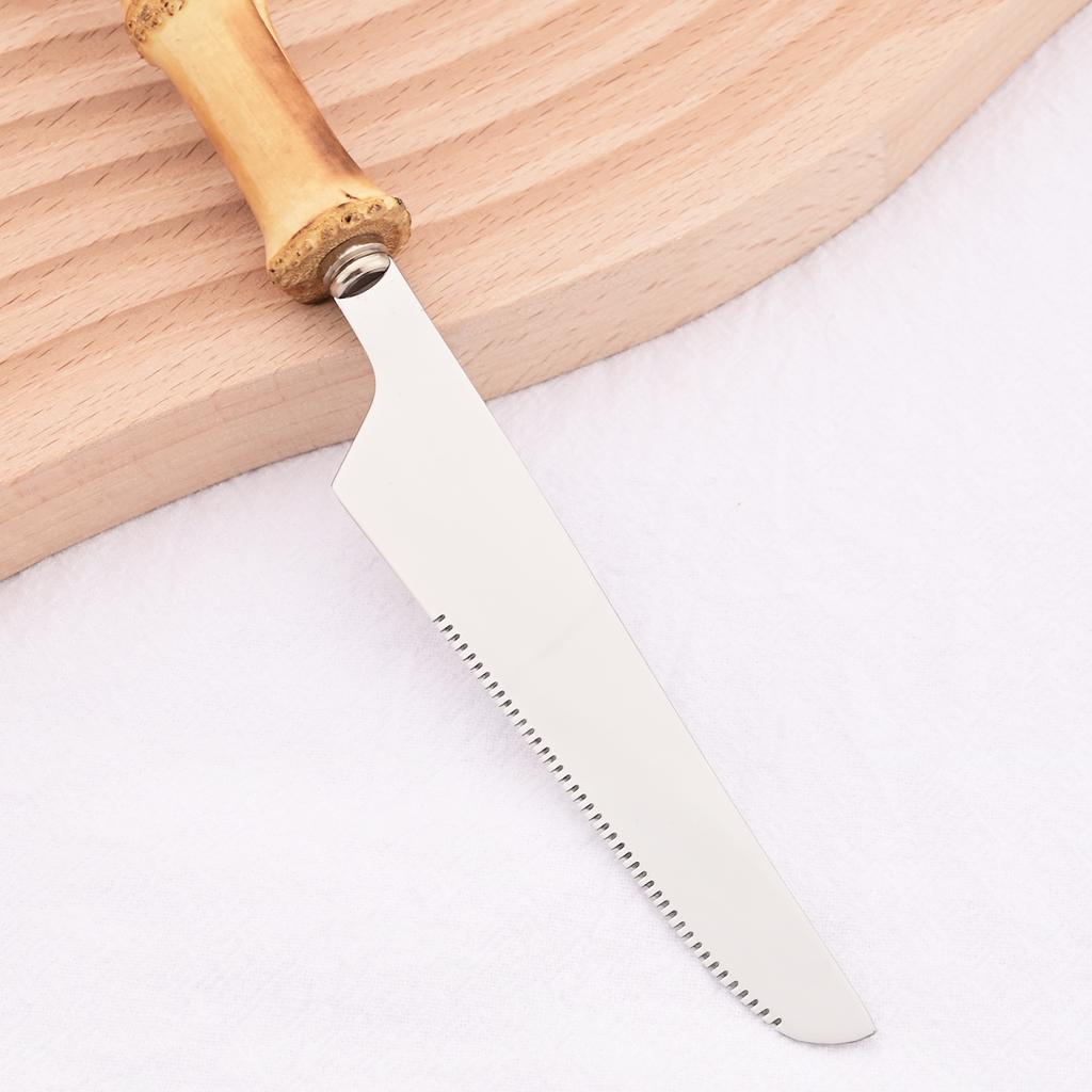 1 шт., столовые приборы из древесины бамбука с ручкой, столовые приборы из нержавеющей стали 304, сервировочная вилка, ложка для салата, вилка для торта, ложка, кофейная ложка, посуда