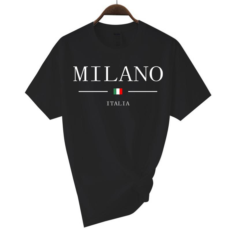 2024 Summer Milano Letters Printing Y2k T-shirt For Man Short Sleeved Luxury Tees For Men's Clothing Loose Pure Cotton Soft Tops
