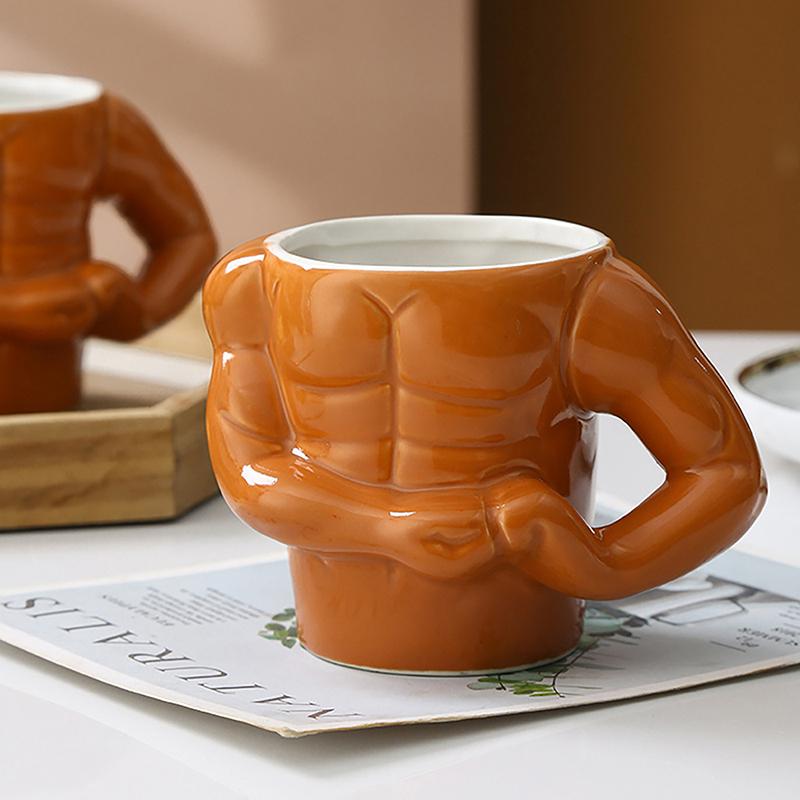 3D Ceramic Mug Muscle Mug Coffee Mug Milk Mug Man Gym Trainer Office Household Creative Funny Water Cup Year Birthday Gift