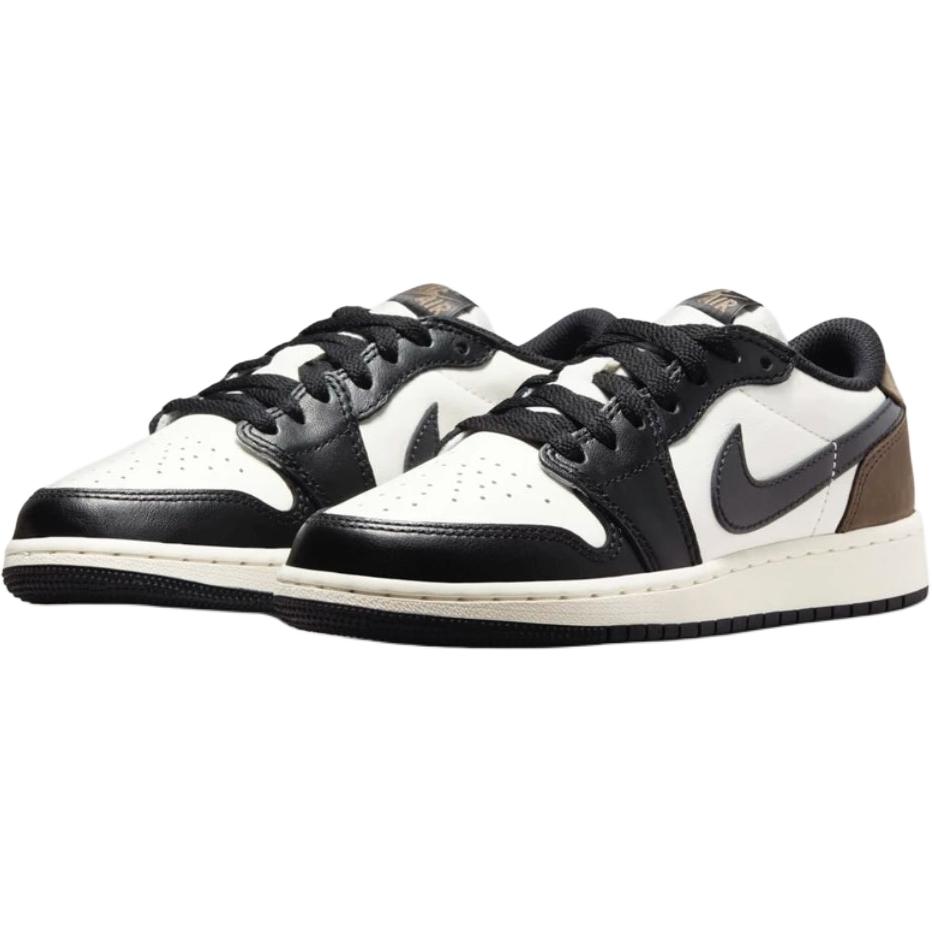 Кроссовки Air Jordan 1 Retro Low OG GS Mocha Kids белые черные темно-мокко CZ0858-102