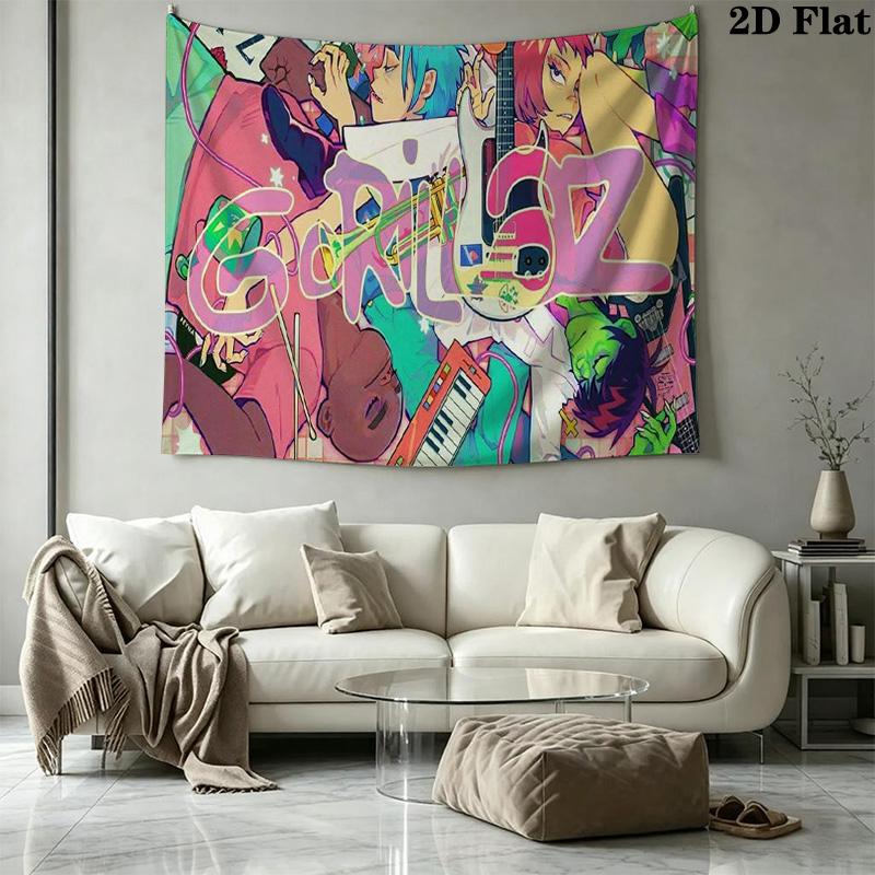 Gorillaz Wall Tapestry Aesthetic Wall Hanging Printed Fabric Blanket Decorative Tapestries for Bedroom Living Room Home Decor