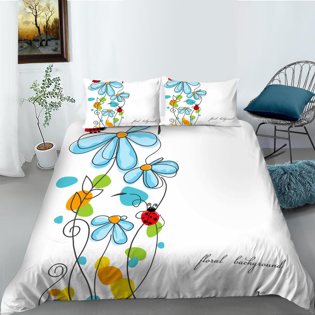 3D Flower Bedding Set King Queen Bed Duvet Cover Pillowcase 2/3pcs Women and Girls Duvet Cover Soft Quick Drying Home Textile