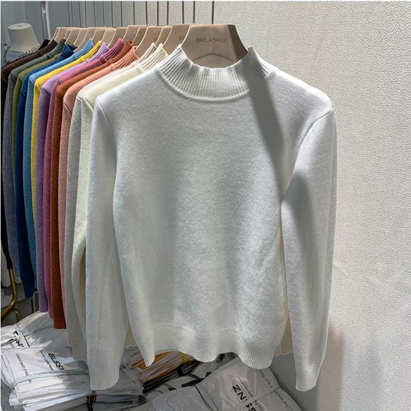 Свитер-пуловер из бархата с полувысоким воротом для женщин, осенне-зимний, толстый, плюшевый, теплый, вязаный, женский, винтажный, облегающий, повседневный, вязаный джемпер 25271