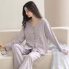 Shuangmian Women's Pure Cotton Long Sleeve Pajama Set, 2025 Spring/Autumn, Cardigan Style, Versatile for Home or Outerwear