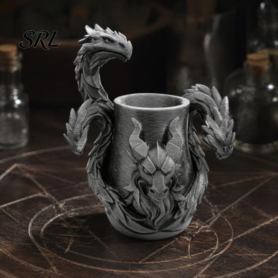 Multi-functional Pen Cup Three-Headed Dragon Holder, 3D Printed Fantasy Desk Organizer, Organizer Realistic Scale Details Ornament for Pens
