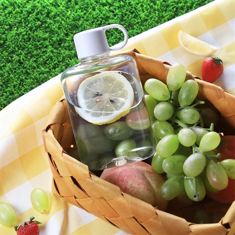 Бутылка для воды плоская BPA Free Спортивная прозрачная пластиковая хрустальная Напитки Чайник для ноутбука Молоко Сок Прозрачная посуда для напитков Подарок на день рождения