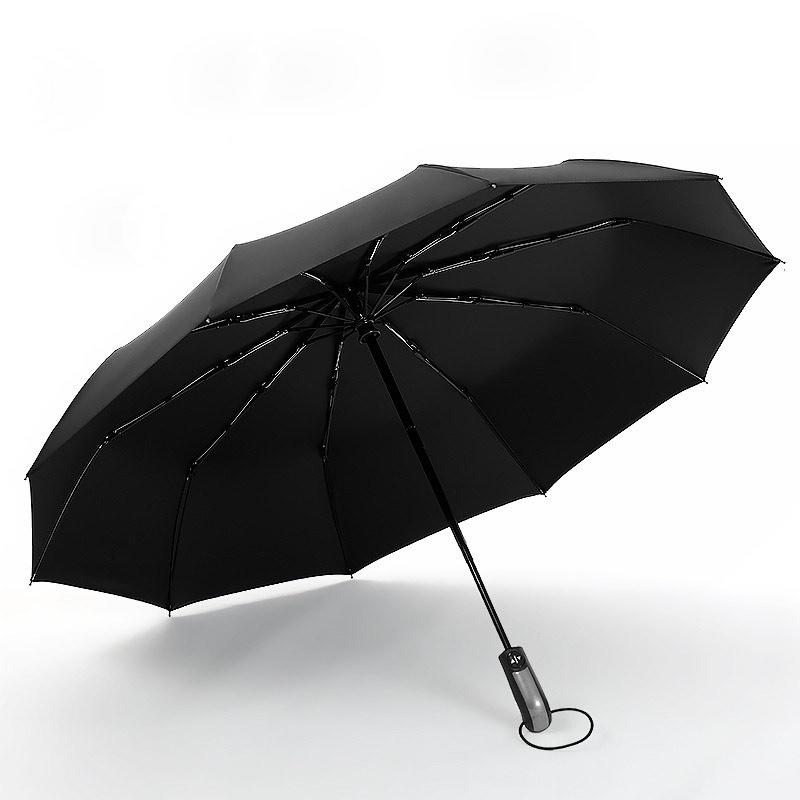 Automatic Umbrella Easy Carry for Men and Women, Windproof Anti-UV 10Ribs, 3 Folding, Wind Resistant, Auto, Luxury, Big
