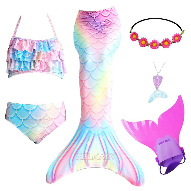 New Girls Mermaid Tail Swimsuit for Swimming Girl the Little Mermaid Costume Cosplay Ariel Beach Clothes Swim Bathing Suit