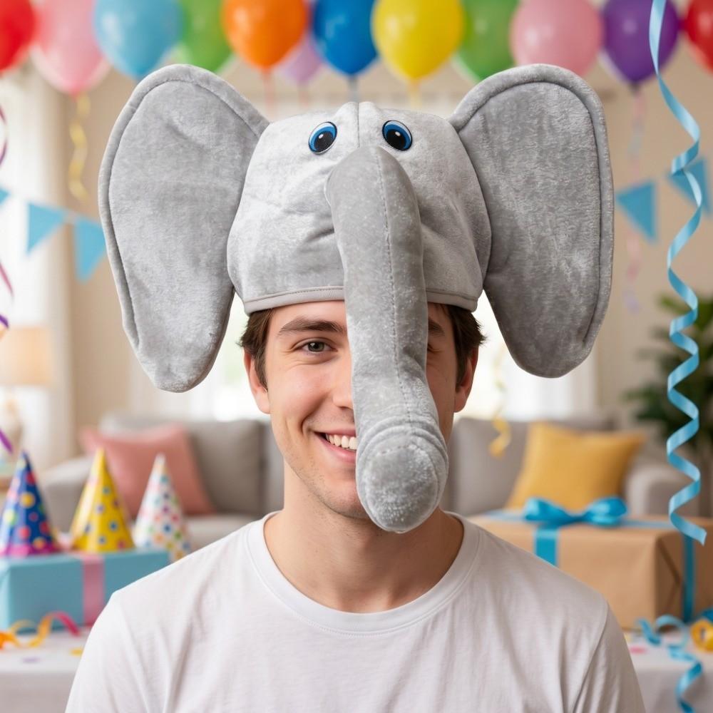 Cartoon Elephant Trunk Cap Creative Halloween Headgear Plush Animal Hat Festival Event