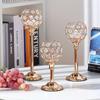 1PC Home Wedding Props Crystal Gold Metal Candle Holders Floral Arrangements European Wedding