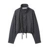 HH Woman Autumn Long Sleeves Turtleneck Zipper With Pockets Drawstring Casual Coats Women Fashion Polka Dot Printed Jacket