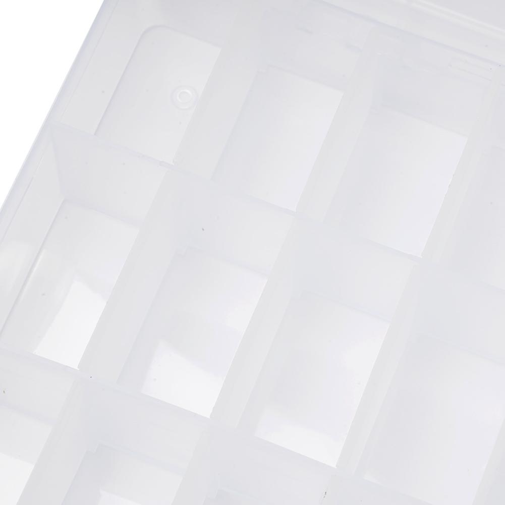 Практичная многосекционная пластиковая коробка, подходящая для хранения различных видов ювелирных изделий, включая серьги и кольца.