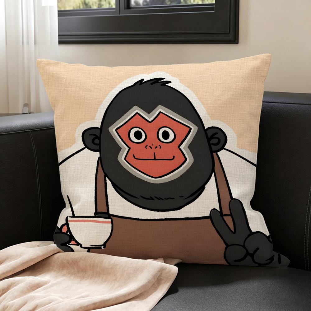 R-Rampage Unlucky Monkey Cushion Cover Natural Linen Pillowcase Set, All-In-One Decor For Sofa, Bedroom & Chair