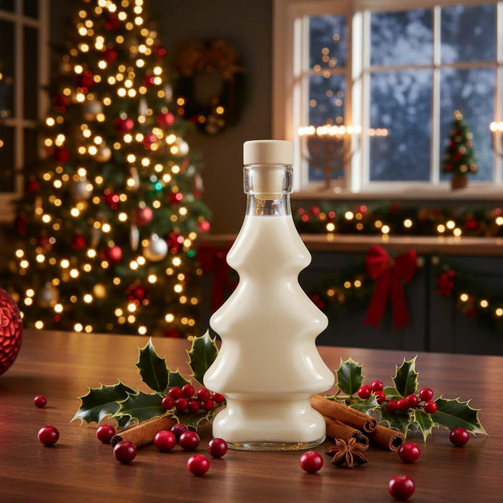 20x GLASS BOTTLES 3D CHRISTMAS TREE 100ml BOTTLE FOR LIQUEURS, JUICE, CHRISTMAS
