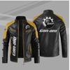Men's PU Leather Winter Can-am  Logo Fashion Motorcycle Bomber Zipper Long Sleeve Jacket Outwear Keep Warm Male Coat