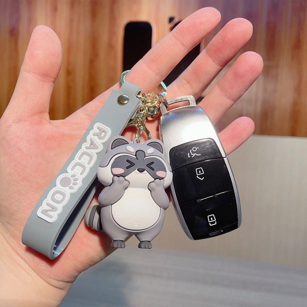 Забавный кавайный брелок из цинкового сплава с енотом, корейский детский кулон, мультяшный брелок, декор для рюкзака