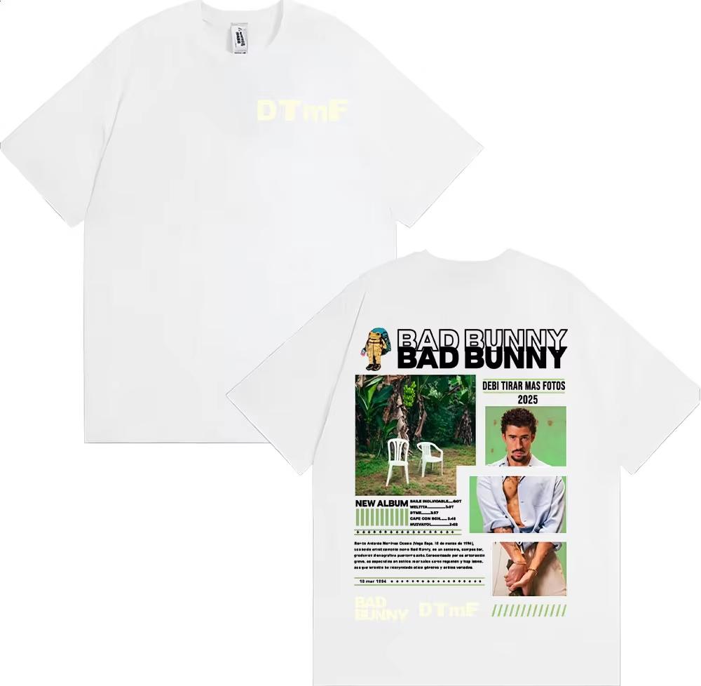 Rapper Bad Bunny Album Cover Graphic T Shirt Debi Tirar Mas Fotos DTMF Tshirts Men Women High Quality Casual 100 Cotton Tshirt