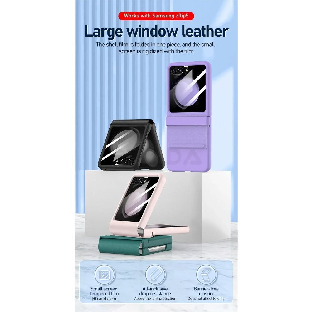 Роскошный матовый кожаный цветной шарнир для Samsung Galaxy Z Flip 6 5 5G чехол с зеркальной пленкой защитный складной противоударный полная защита