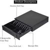 Indian Factory Cash Register Drawer Tray for Notes and Coins, Retail Counter Money Organizer, Black, 40.5D x 42W x 11.2H Centimeters