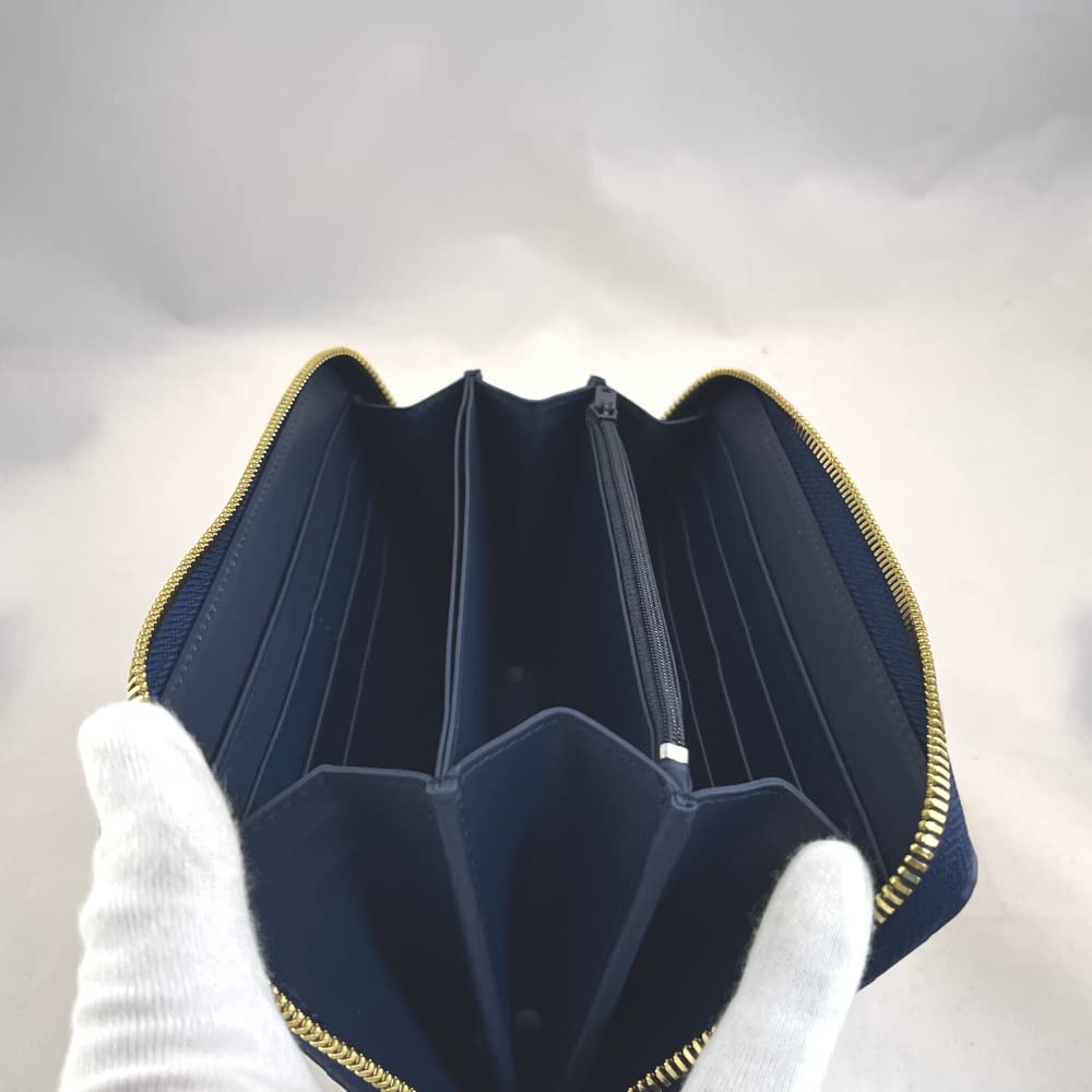 Genuine Crocodile Leather Long Wallet with Round Zipper for Men and Women (Navy)