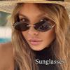 New Stylish Rimless Cut Edge Sunglasses Diamond Personalized Leopard Print Sunglasses UV Protection Small Frame UV400 Sunglasses