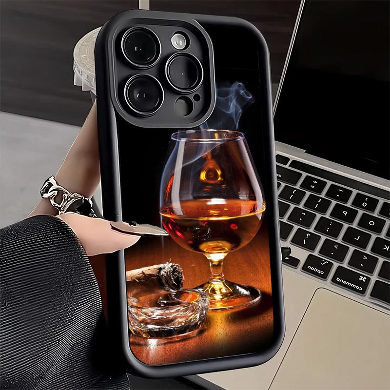 Чехол для телефона iPhone 17 Air 16E 15 16 Pro Max Сигара Виски Ледяной Напиток Чехол 14 Plus 13 12 Mini Мягкий Силиконовый Fundas