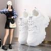 White Platform Women's Sneakers Spring Lace-Up Thick Bottom Vulcanize Shoes Woman Pu Leather Breathable Sports Shoes Ladies